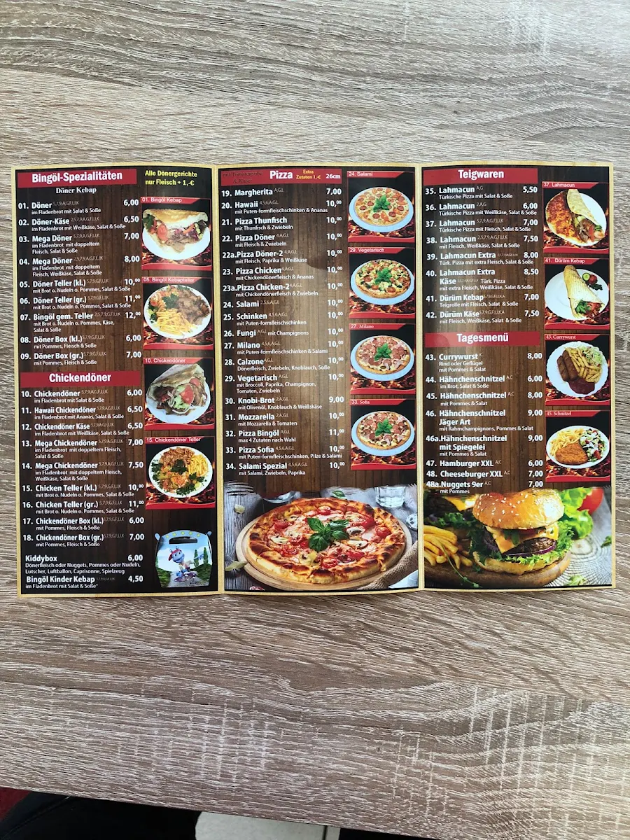 Speisekarte, Bingöl-Grill