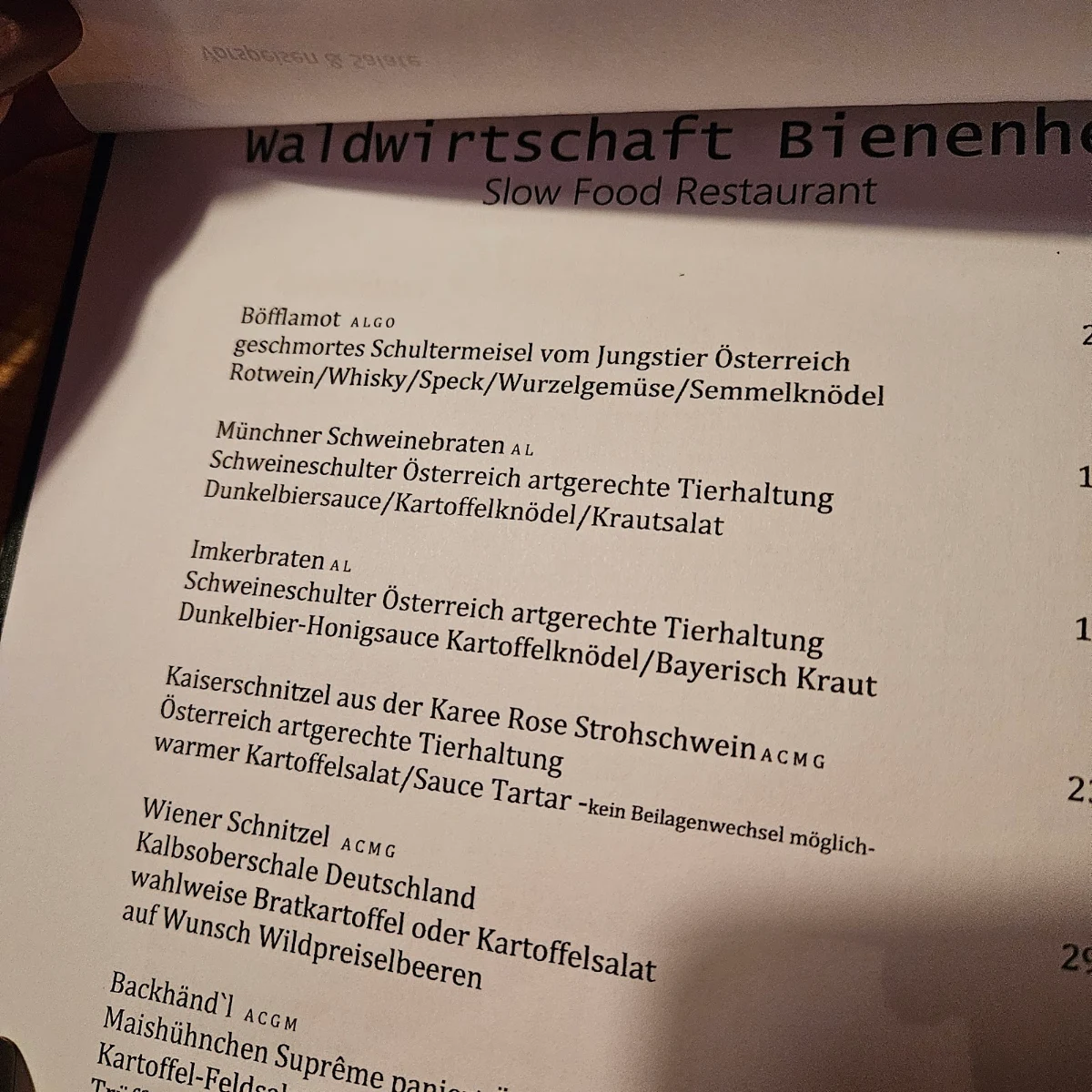 Speisekarte photo 2