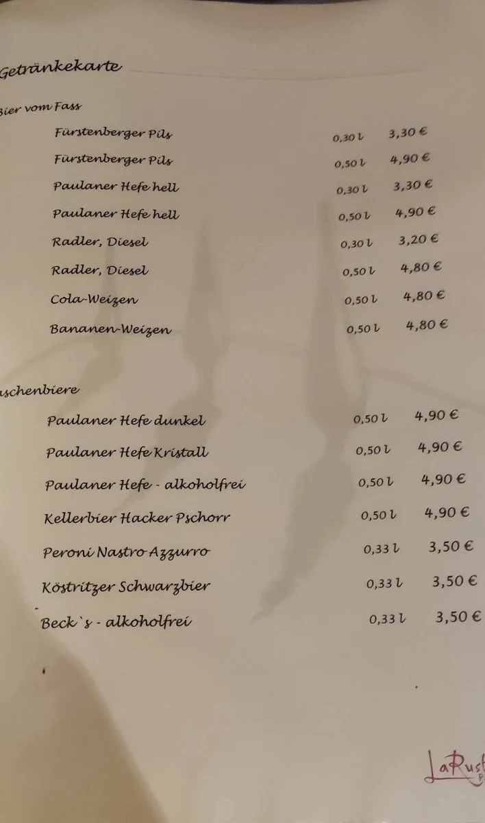 Speisekarte, La Rustica Pizzeria & Ristorante - Giampiero Pelli