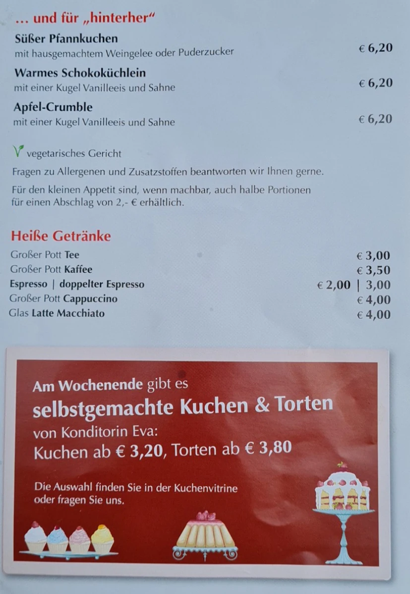 Speisekarte, Weingut Karl Heidrich