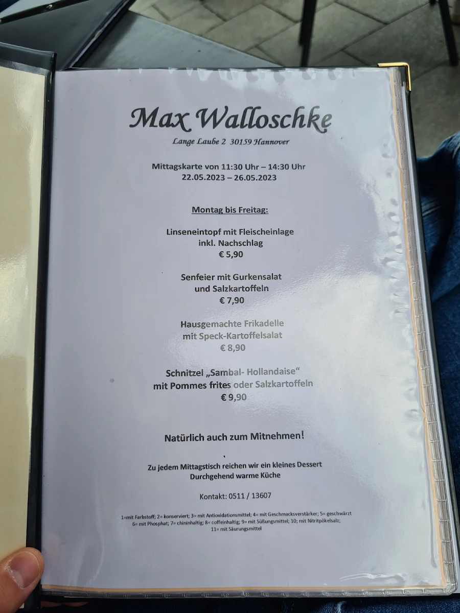 Speisekarte, Max Walloschke
