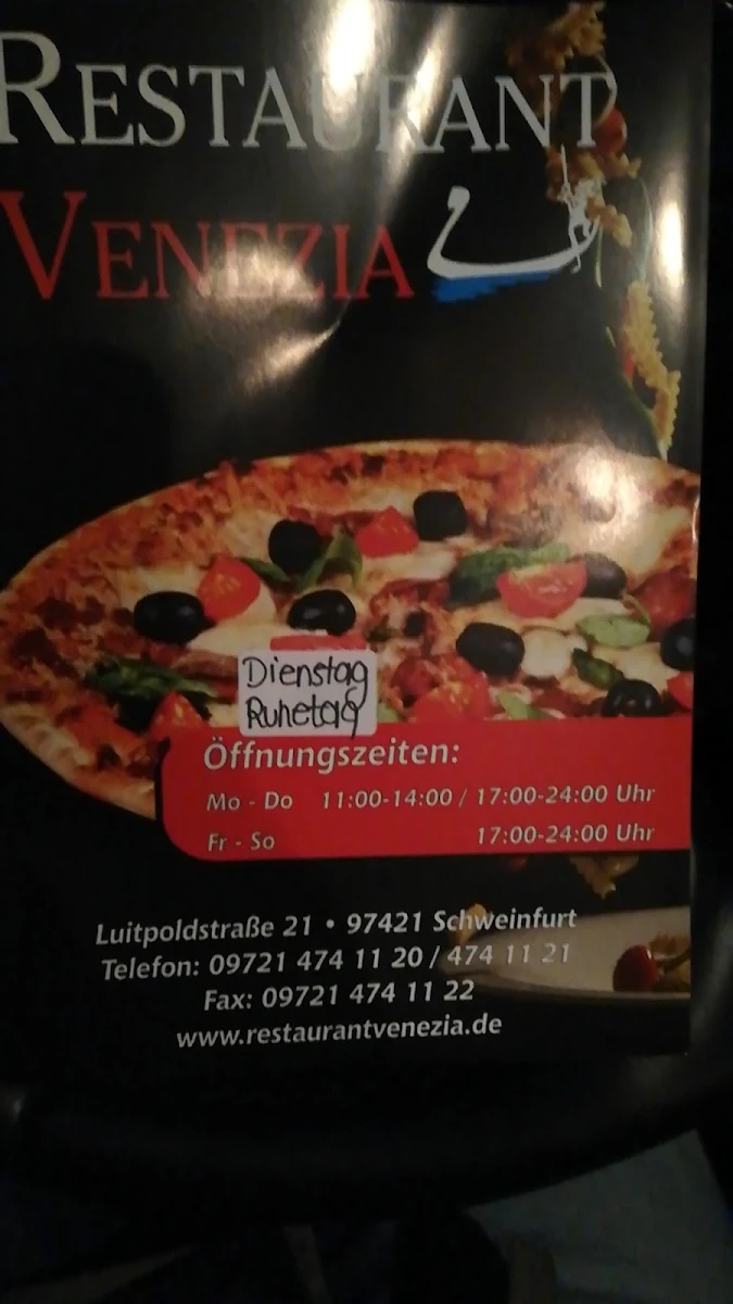 Speisekarte, Restaurant Venezia