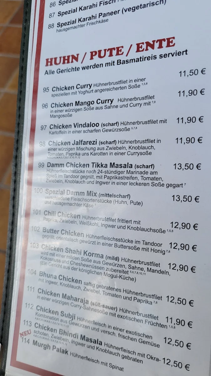 Speisekarte, Restaurant Bella Bollywood