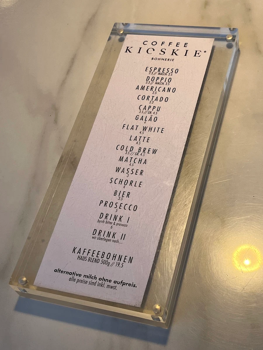 Speisekarte, KIOSKIE // SPECIALTY COFFEE