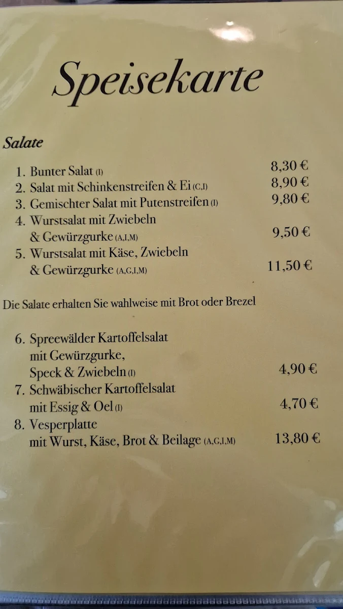 Speisekarte, Weißer Rettich