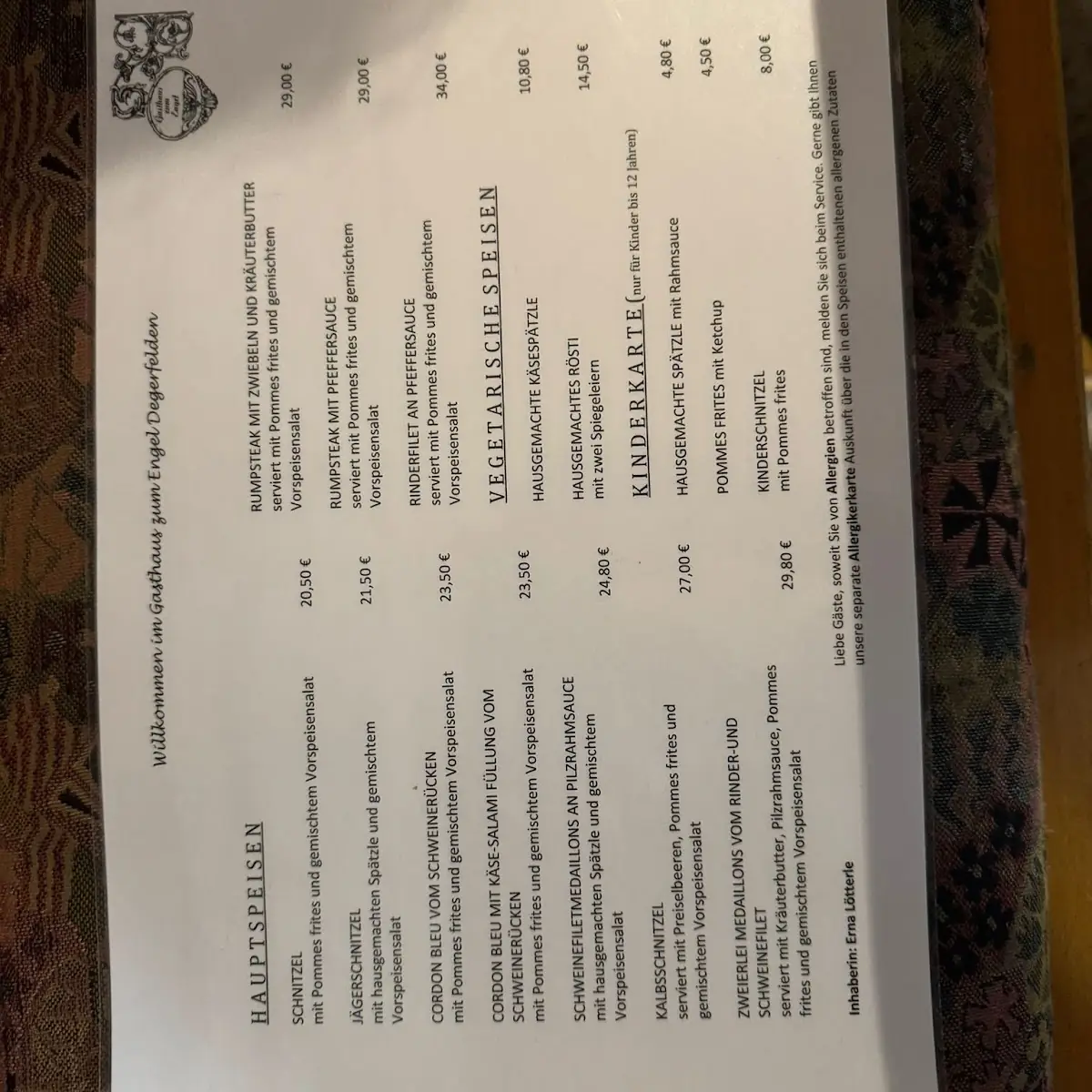 Speisekarte photo 1