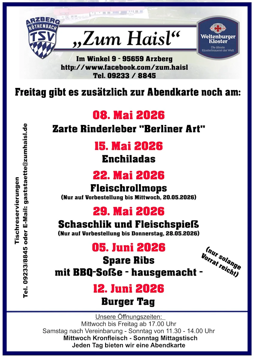 Speisekarte, "Zum Haisl'