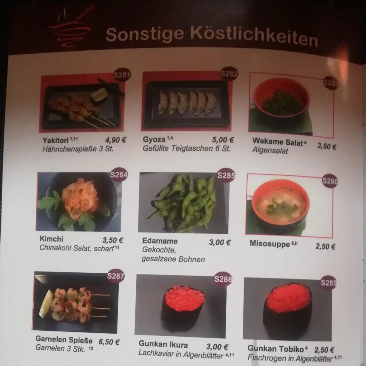 Speisekarte, Joyway - Sushi & Chinesische Spezialitäten