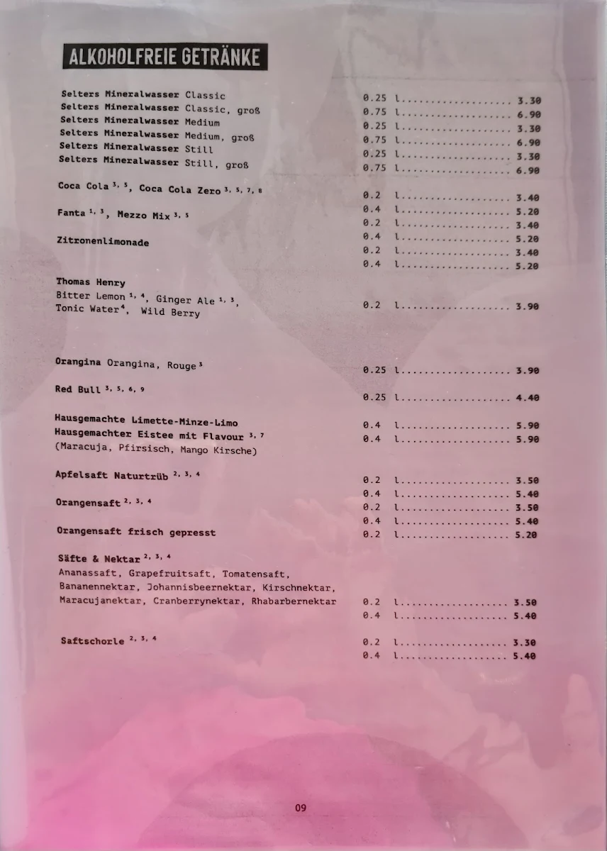 Speisekarte, Restaurant Starks
