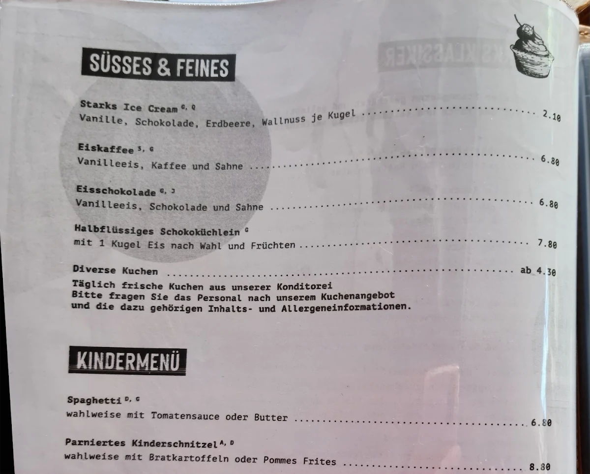 Speisekarte, Restaurant Starks