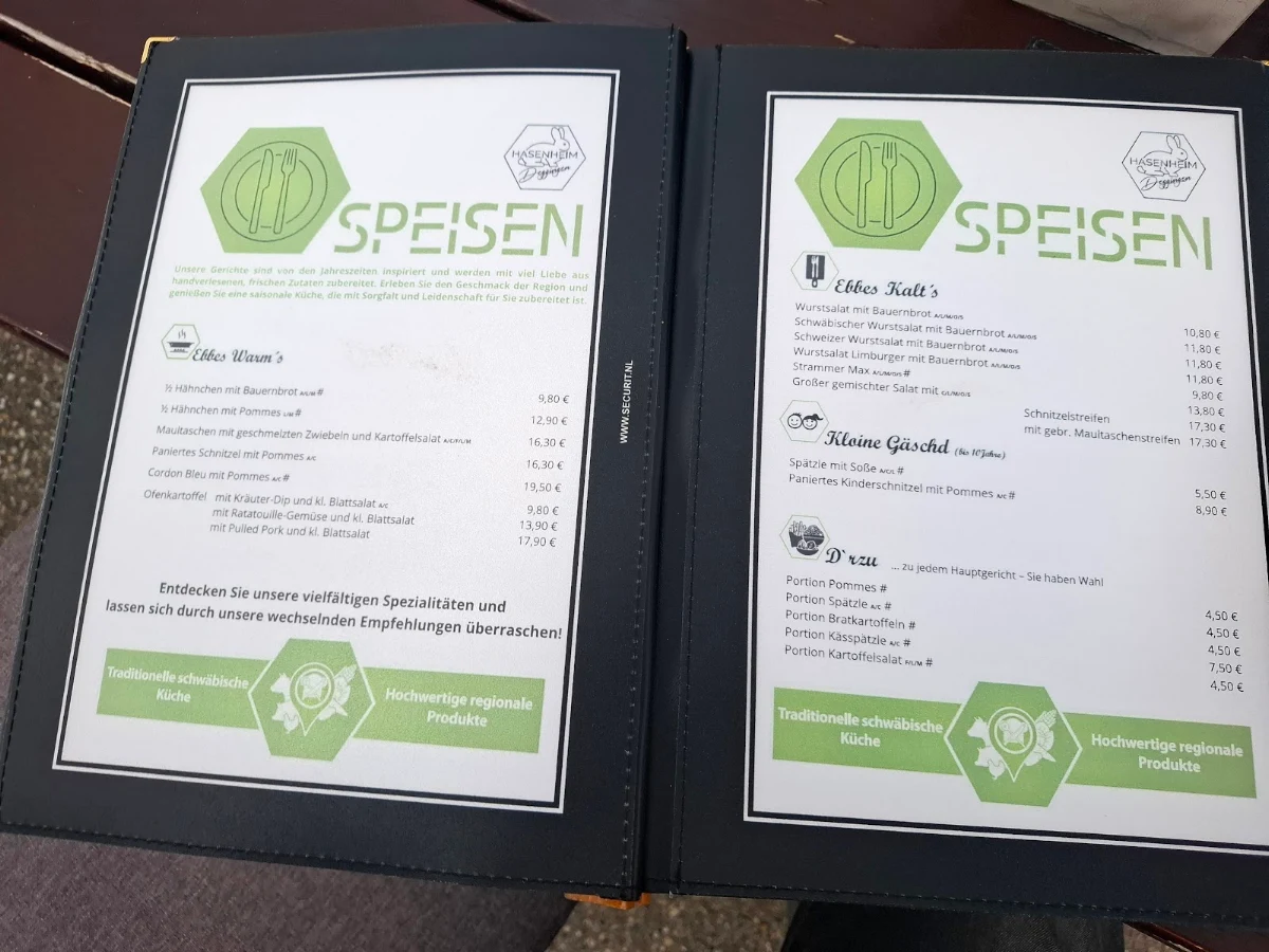 Speisekarte, Hasenheim Deggingen