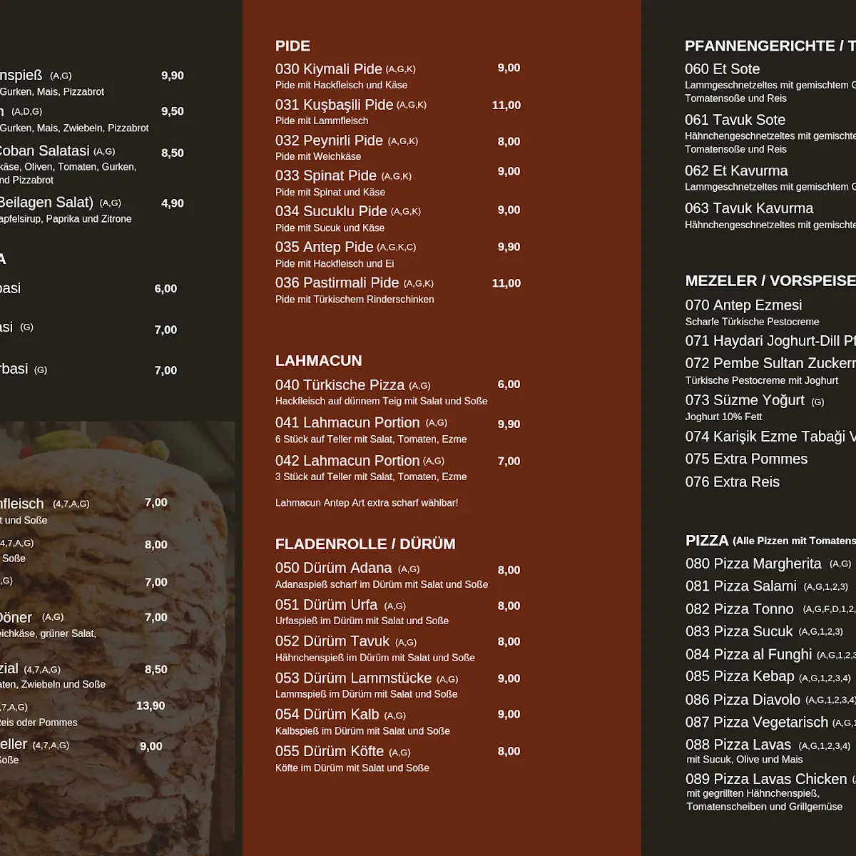 Speisekarte, LaVas Restaurant und Café