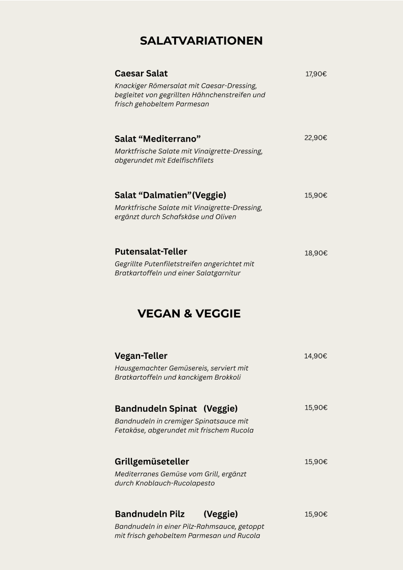 Speisekarte, Restaurant Zur Post