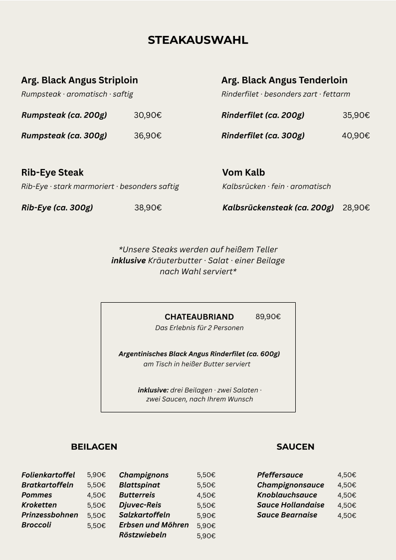Speisekarte, Restaurant Zur Post
