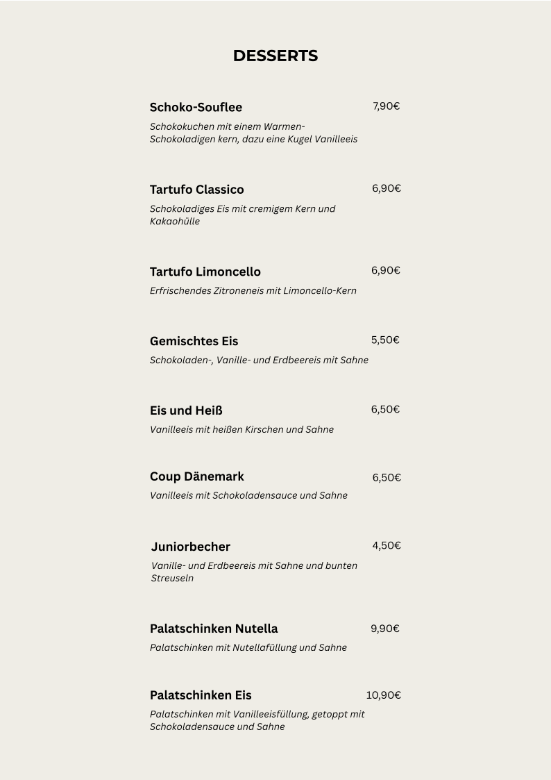 Speisekarte, Restaurant Zur Post