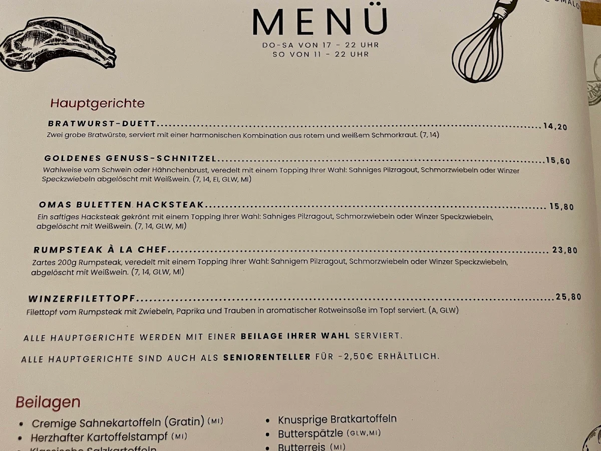 Speisekarte, Oma Lotte "Strauß" Wirtschaft - Andreas Strauß