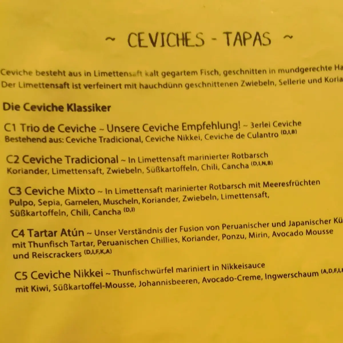 Speisekarte, La Cevi
