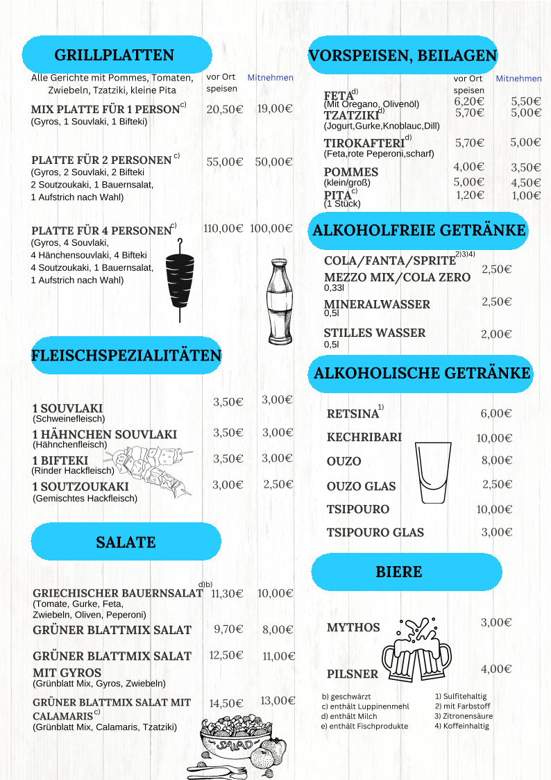Speisekarte, Greek Gyros Angelos Nürtingen