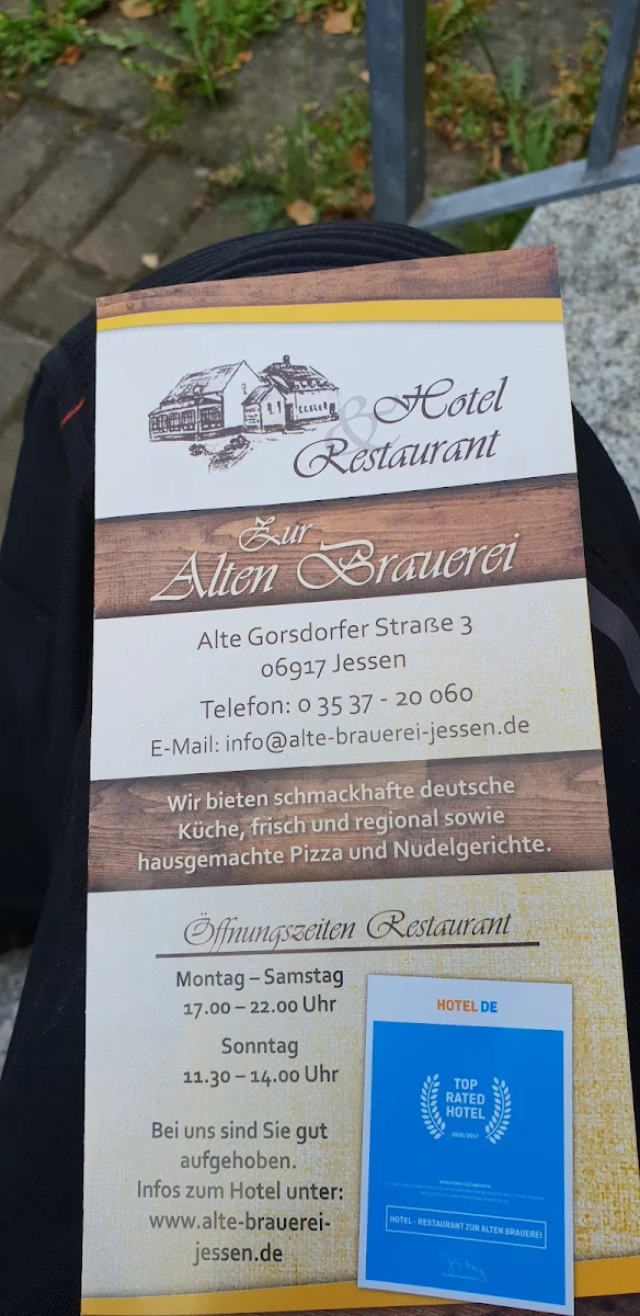 Speisekarte, Hotel Restaurant "Zur Alten Brauerei"