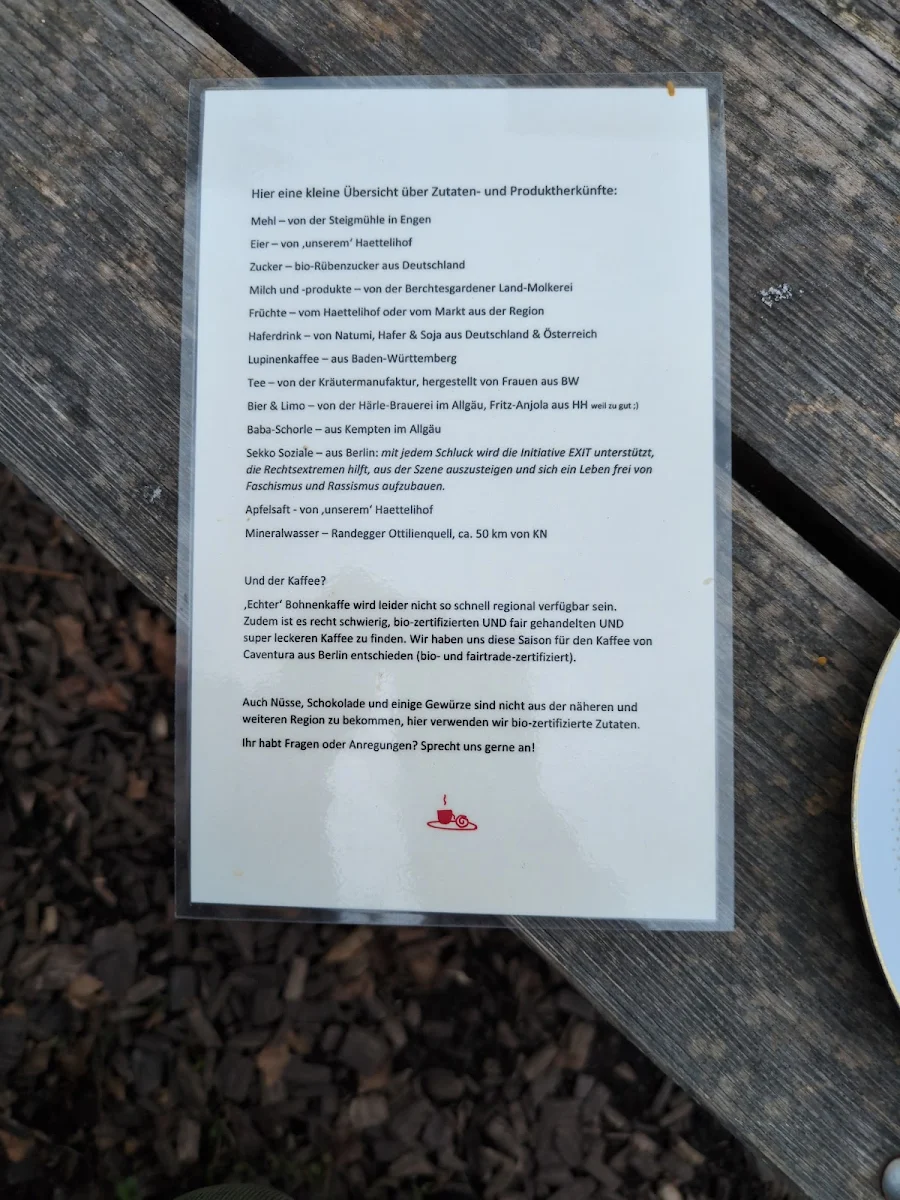 Speisekarte, Café Selma