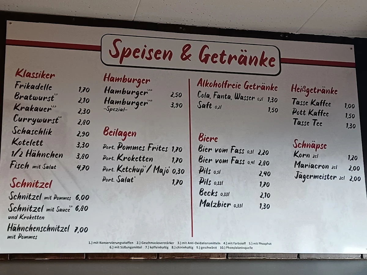 Speisekarte, Schons Grillgaststätte