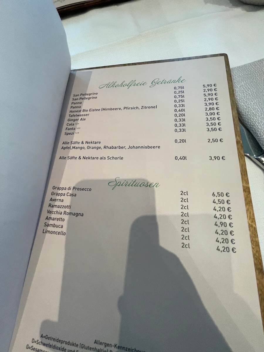 Speisekarte, Restaurant Bella Sicilia