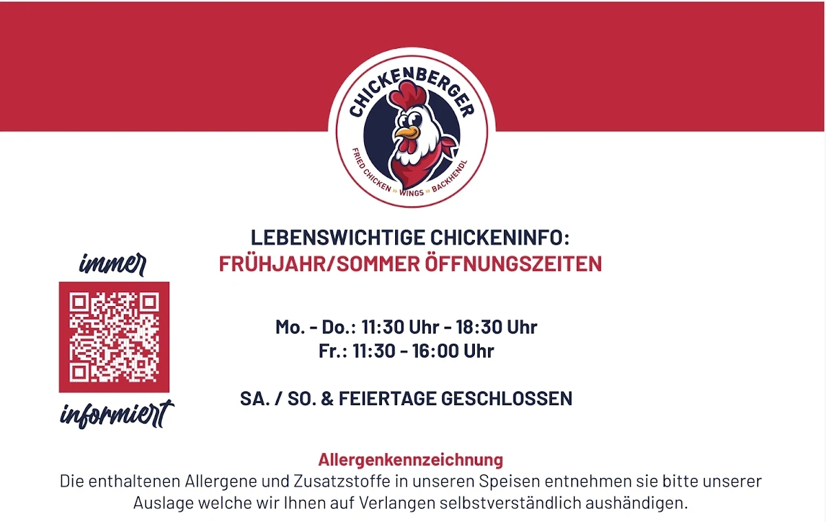 Speisekarte, Chickenberger