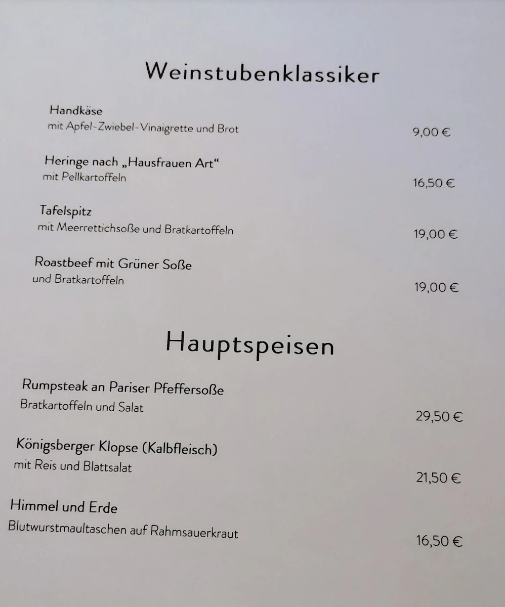 Speisekarte, Weinstube Kruger-Rumpf