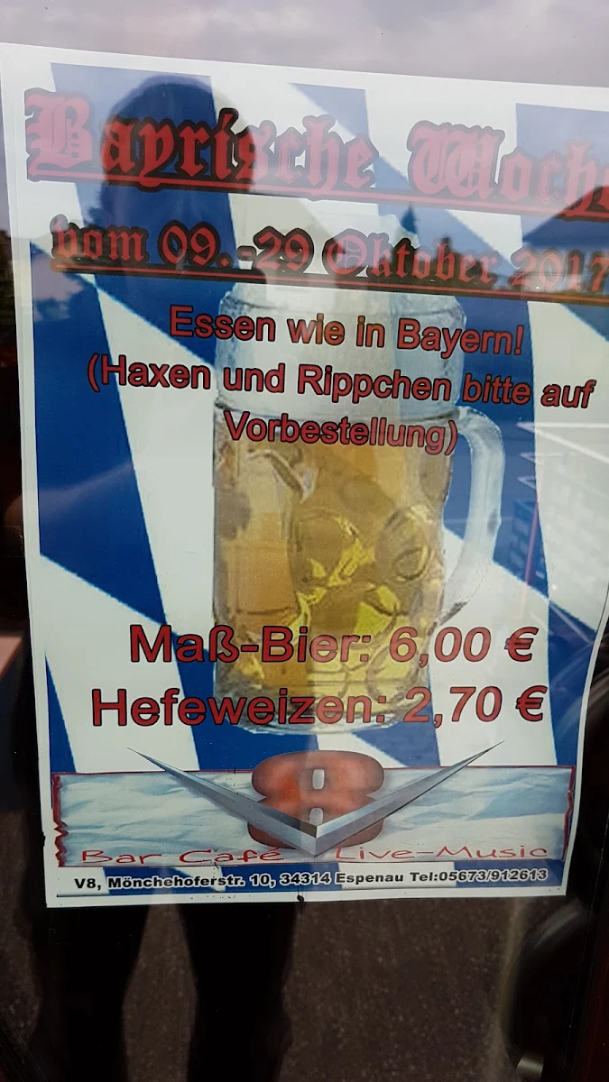 Speisekarte, Gaststätte V8