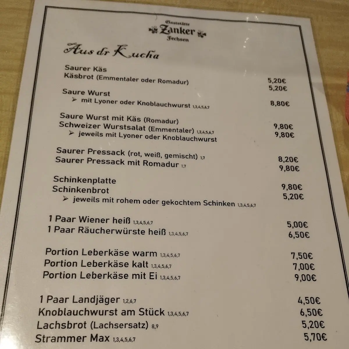 Speisekarte photo 2