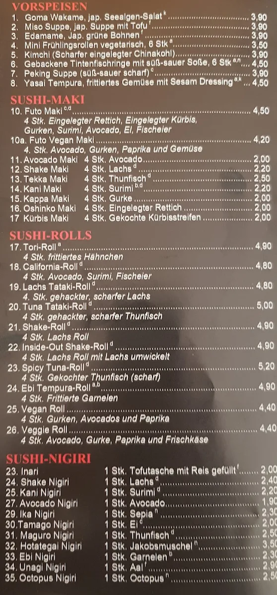 Speisekarte, Amdo Sushi