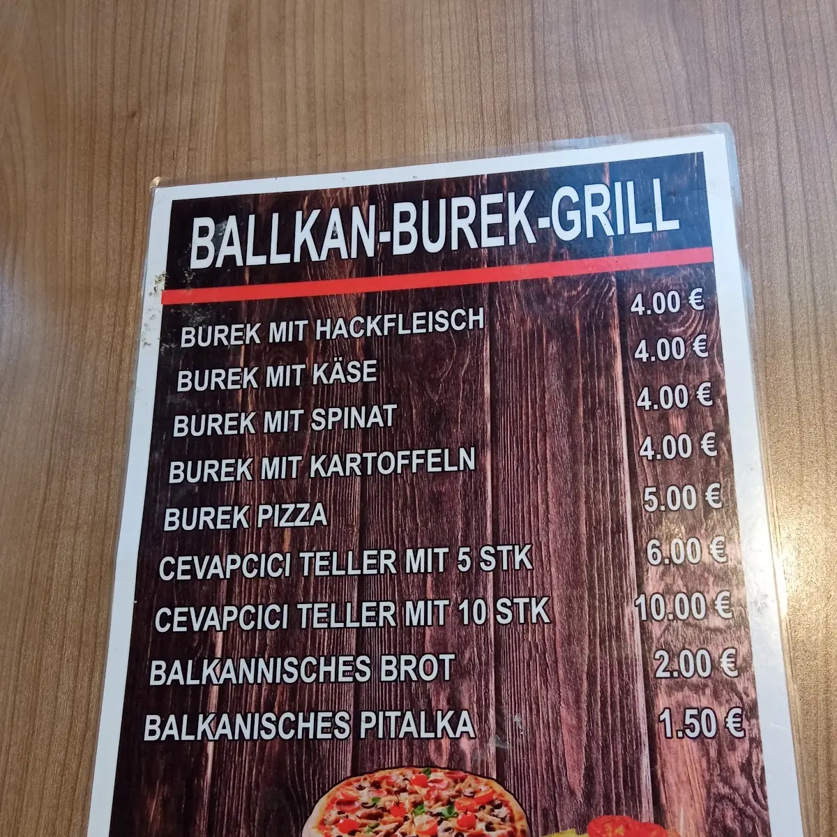 Speisekarte, Restaurant Ballkan Burek Grill