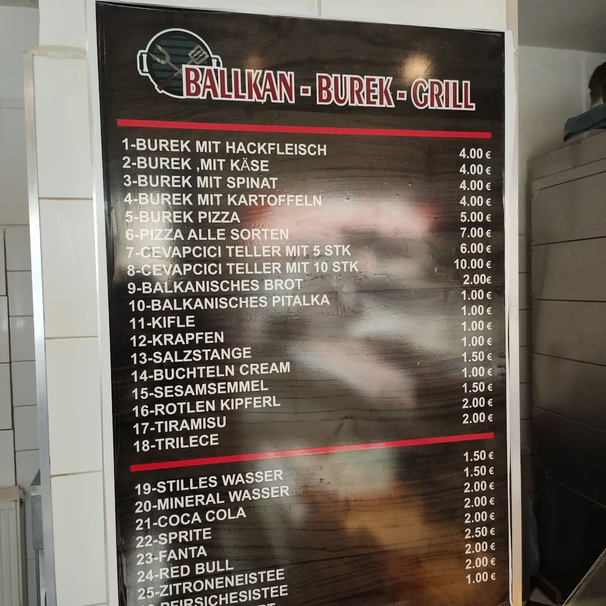 Speisekarte, Restaurant Ballkan Burek Grill