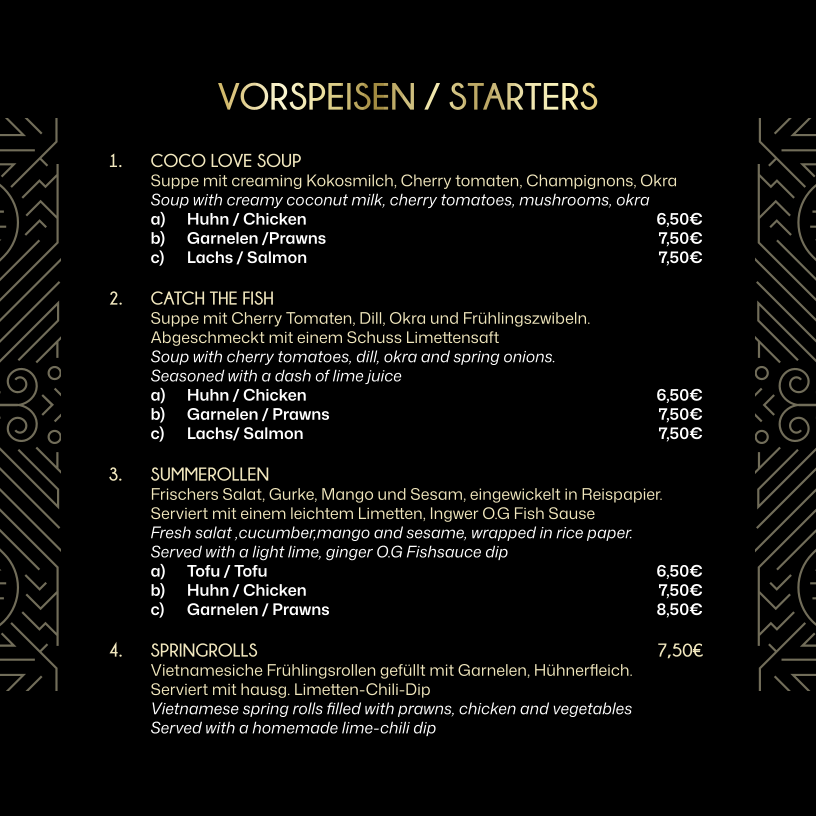 Speisekarte, Yuzu Restaurant