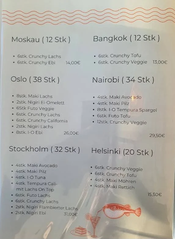 Speisekarte, Nami Sushi Restaurant
