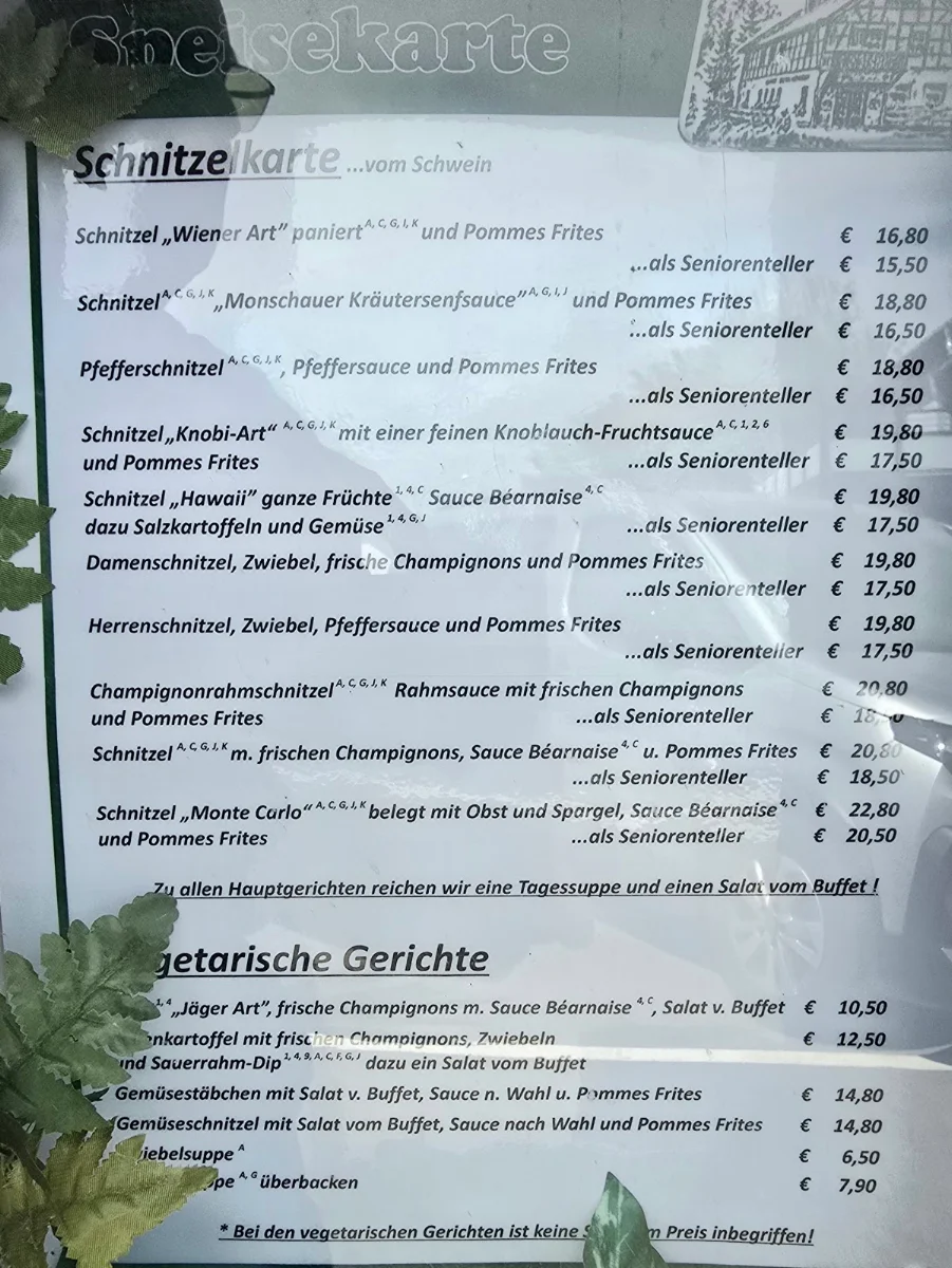 Speisekarte, Restaurant Haus Dedenborn