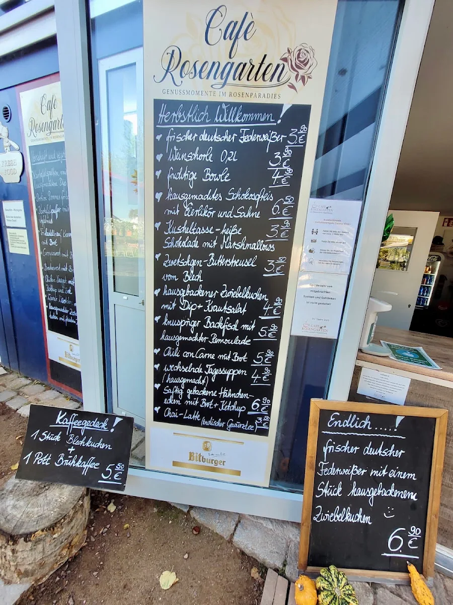 Speisekarte, Café Rosengarten
