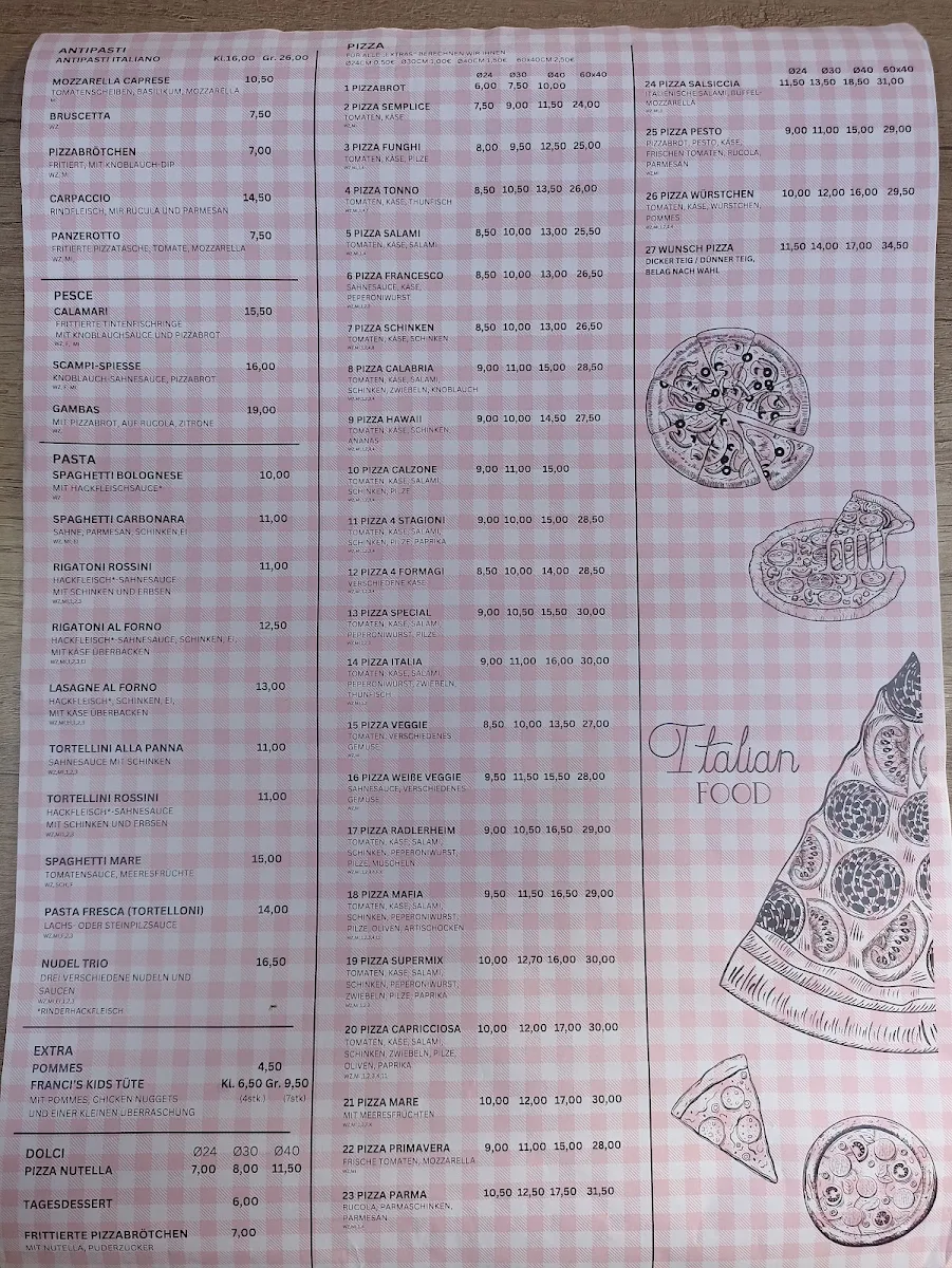 Speisekarte, Franci's