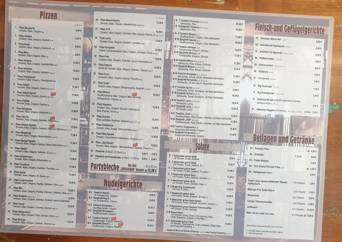 Speisekarte, Pizza-Imbiss-Station
