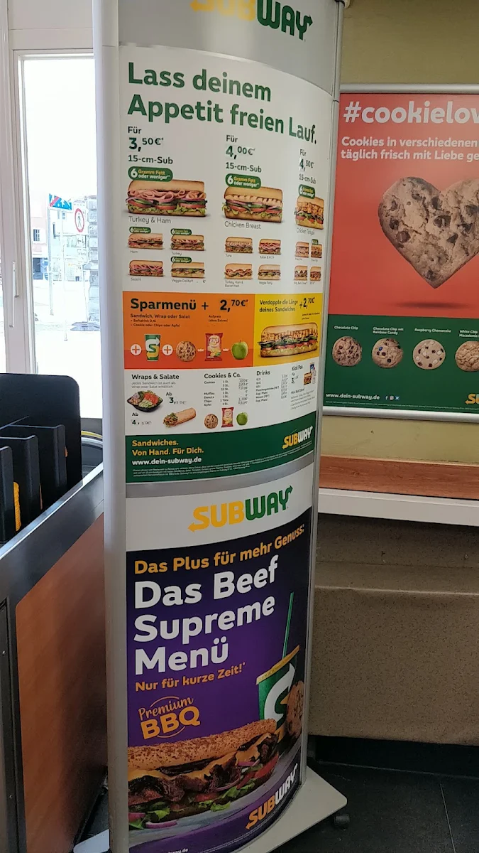 Speisekarte, Subway