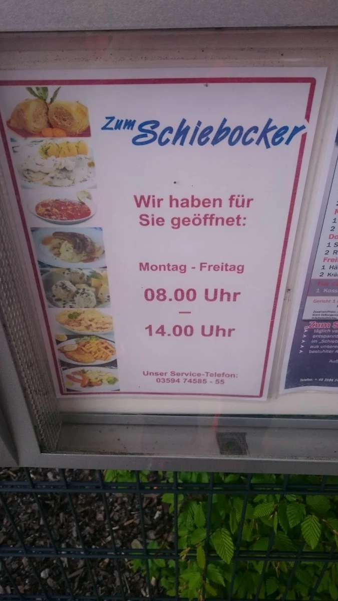 Speisekarte, Schiebocker Bistro