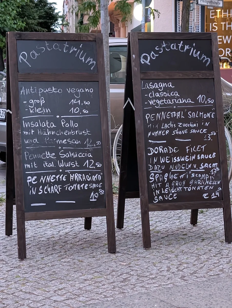 Speisekarte, Pastatrium