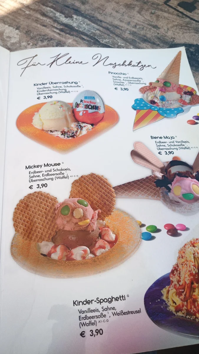 Speisekarte, Eiscafé L'Arena