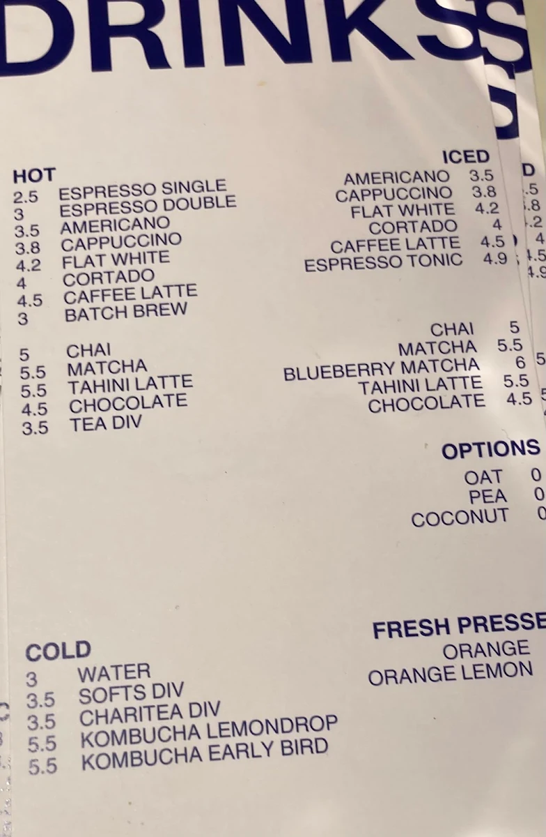 Speisekarte, fazë Café