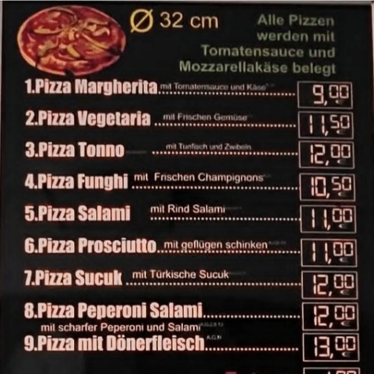Speisekarte, Pizza &Imbiss Gyuni