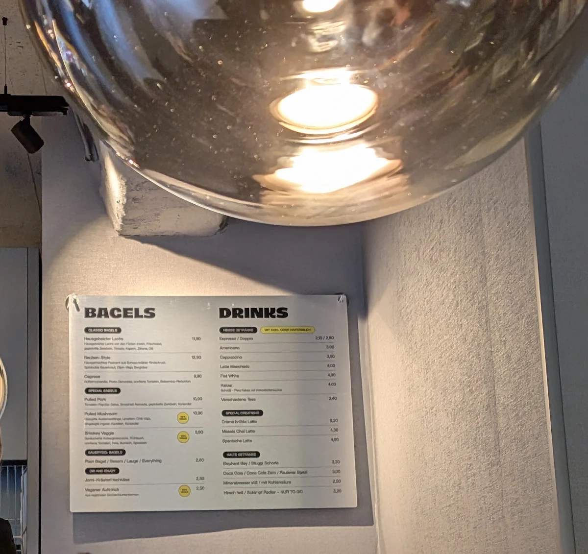 Speisekarte, jomi Bagel Deli