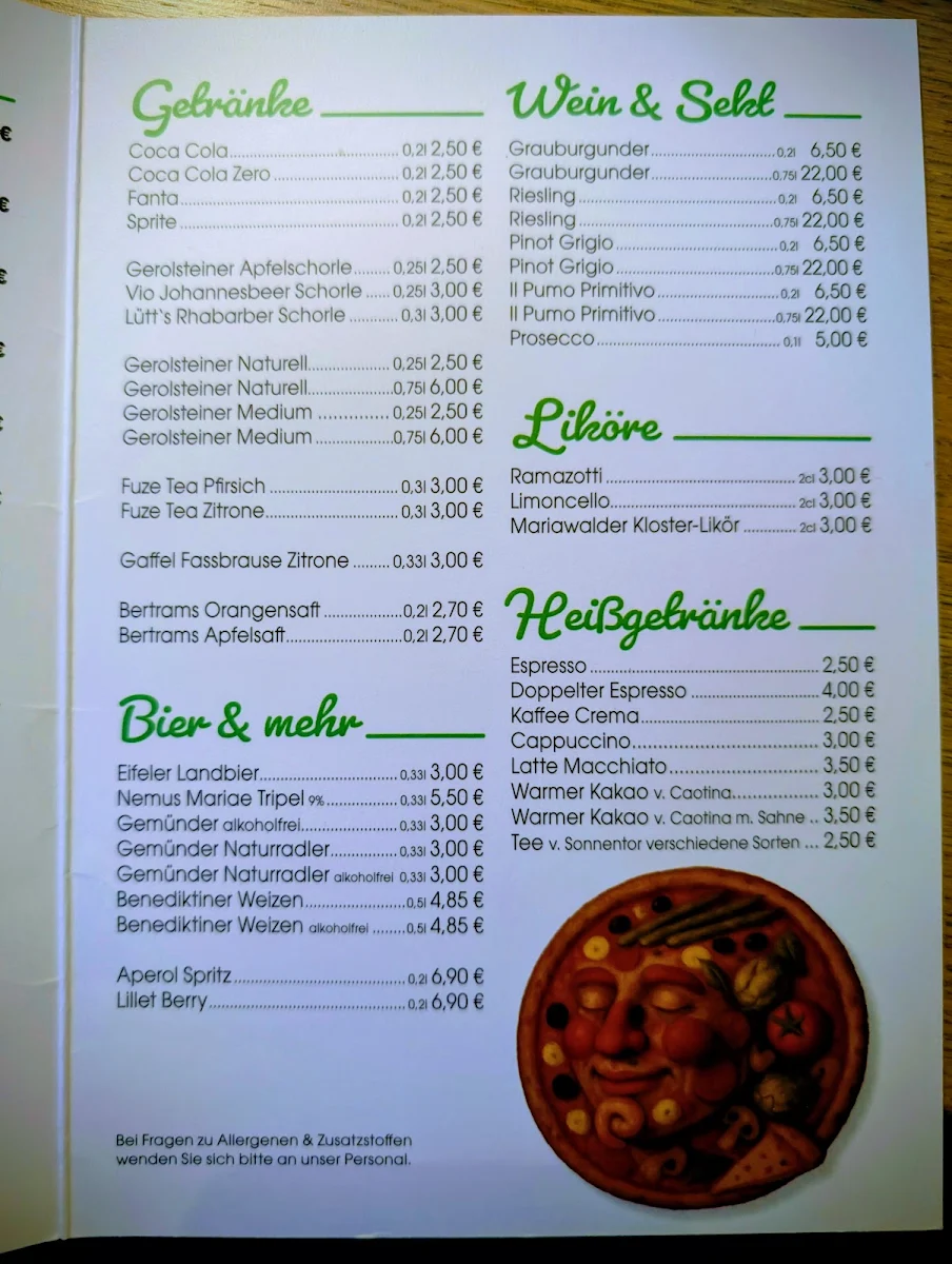 Speisekarte, Pizzeria klein&fein