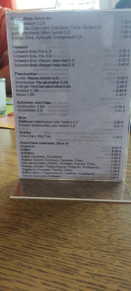Speisekarte, Gaststätte B254