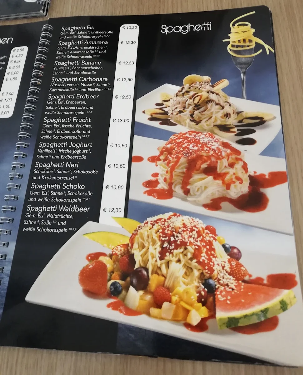 Speisekarte, Eiscafé und Pizzeria Rialto