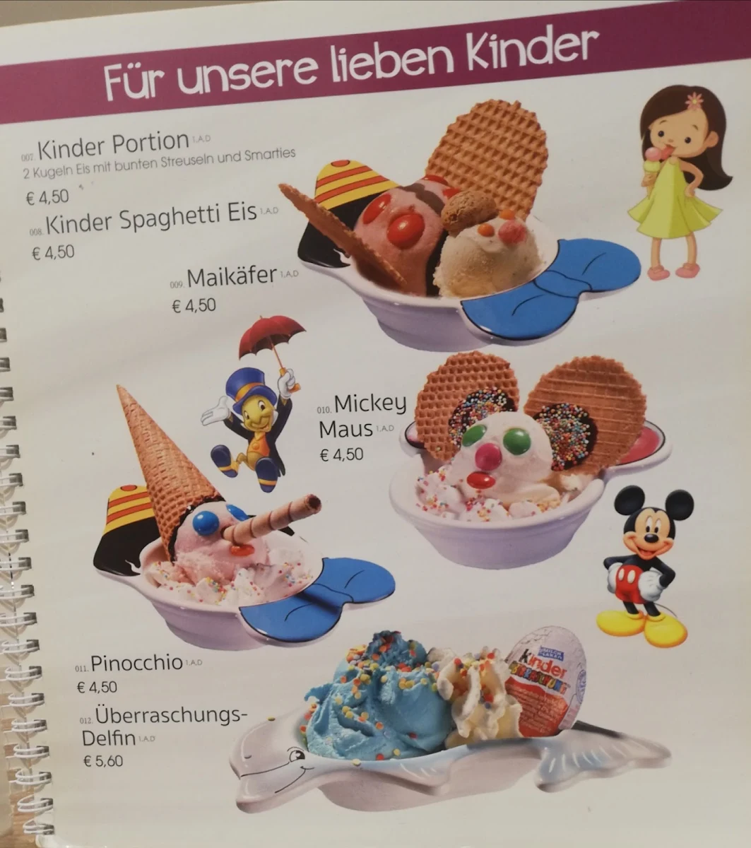 Speisekarte, Eiscafé und Pizzeria Rialto